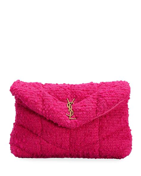 saint laurent puffer small ysl tweed boucle pouch clutch bag|Saint Laurent Puffer Small YSL Tweed Boucle Pouch Clutch Bag.